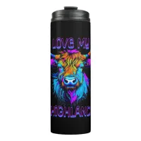 Cyberpunk Colorful Ai Highland Cow Thermal Tumbler