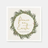 Elegant Rustic Peace on Earth Christmas Wreath Napkins