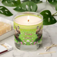 Cute baby rabbit in a flower meadow, easter    scented candle