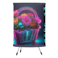 Monogram Brightly Colored Flowers in a Basket | Tripod Lamp