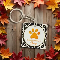 Custom Paw Print Memorial Pet Loss Keepsake Keychain