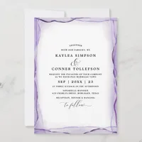 Elegant Abstract Lavender Wedding Watercolor Invitation