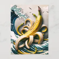 Surreal Banana Waves Octopus Postcard