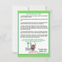 How to Remove a Tick Instructions Card for Lyme