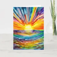 Pretty Vibrant Colorful Sunset over the Water Card