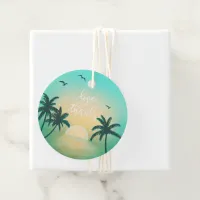 Tropical Isle Sunrise Wedding Teal L1 ID581 Favor Tags