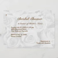 Light White Rose Background Bridal Shower Invite