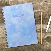 Blue and Purple Stars and Clouds Cute Personalized Notebook