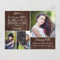 Rustic Wood Christian Graduation Bible Verse Postcard