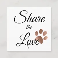 Rose Gold Paw Print Animal Referral Card