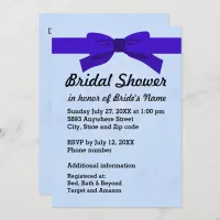 Light Blue with Heart & Blue Bow Bridal Shower Invitation