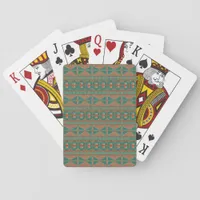 Southwestern Copper Teal Geometric Pattern Poker Cards