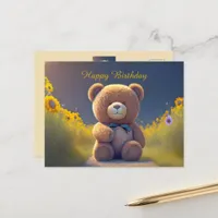 Teddy bear in a meadow, any occasion  postcard