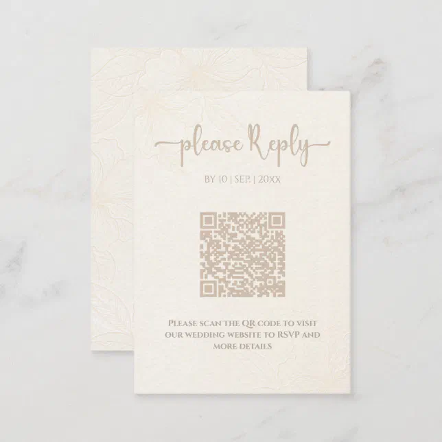 Minimal Elegant Floral RSVP | QR Code Wedding Enclosure Card