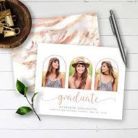 Budget Rose Gold Marble Arch 3 Photo Graduation