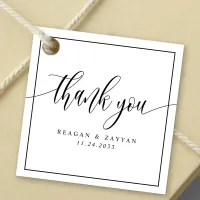 Black And White Calligraphy Wedding Thank You Favor Tags