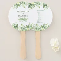 Watercolor Greenery Floral Garden Wedding Program Hand Fan