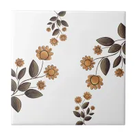 Golden Flowers Ceramic Tile