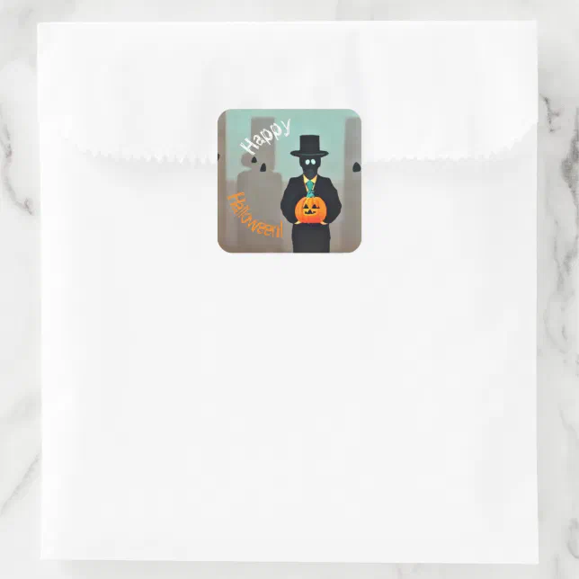 Stylish Halloween Monster Paper Sachets with Square Sticker