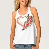 Pink Heart with Roses Tank Top