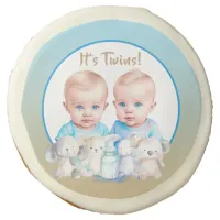Twin Boy's Baby Shower Watercolor Animals Sugar Cookie