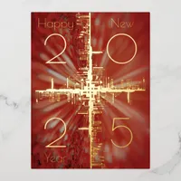 City symmetry - gold - happy new year 20xx foil holiday postcard