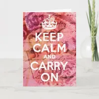 Pink Abstract Keep Calm and Carry On Card