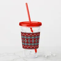 Southwest Mesas Turquoise & Red Acrylic Tumbler