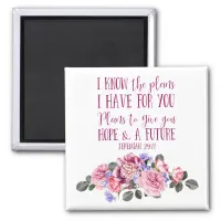 Christian Bible Verse Pink Watercolor Floral Magnet