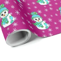 Christmas Snowmen and Snowflakes Holidays Wrapping Paper