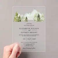 Rustic Pine Mountains Wedding Acrylic Invitations