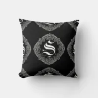 Elegant Goth Initial S Throw Pillow