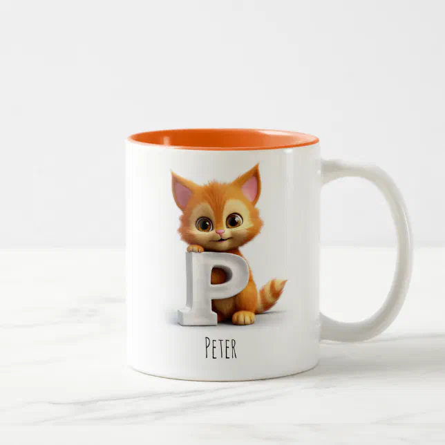 Letter P Cat Alphabet Monogram Coffee Mug