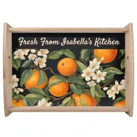 Bright Spanish Oranges Citrus Fruit Pretty Flowers Serving Tray