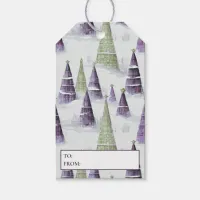 Purple Green Christmas Pattern#8 ID1009 Gift Tags