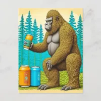 Bigfoot Stealing Beers  Postcard