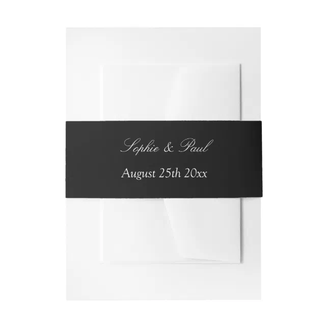 Elegant Black Wedding Invitation Belly Band