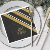 Christmas Stripe Pattern Gold/Black ID862 Napkins