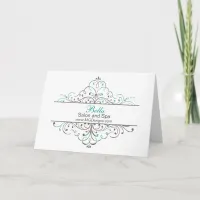 Aqua Flourish Personalized Business Stationery Thank You Card