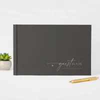 Chic Neutrals Minimalist Wedding Charcoal ID1020 Guest Book