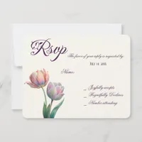 Romantic and Poetic Pastel Tulips Watercolor RSVP Card