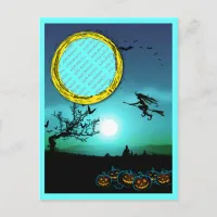 Halloween Witch, Jack o' Lanterns, Photo Frame Postcard