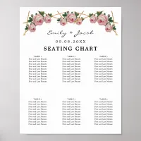 Seating Chart Gold Geometric Pink Floral Wed 60