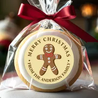 Gingerbread Man Yellow Merry Christmas Classic Round Sticker