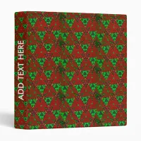 Botanical Garden Flower Kaleidoscope Red Green 3 Ring Binder