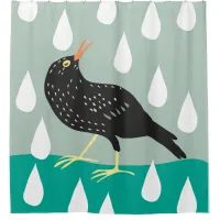 Black Bird Poster Shower Curtain