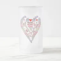 Words of Heart Frosted Glass Beer Mug