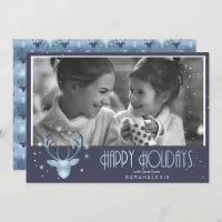 Deer Antlers Arrows Christmas Photo V2 Blue ID861 Invitation