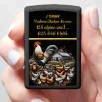 Farmers Caring for Chickens at Dusk Zippo Lighter