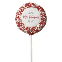 Red Chic Doodle Modern Script 40 & Fabulous Chocolate Covered Oreo Pop